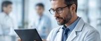 Clinician reviewing information on a tablet
